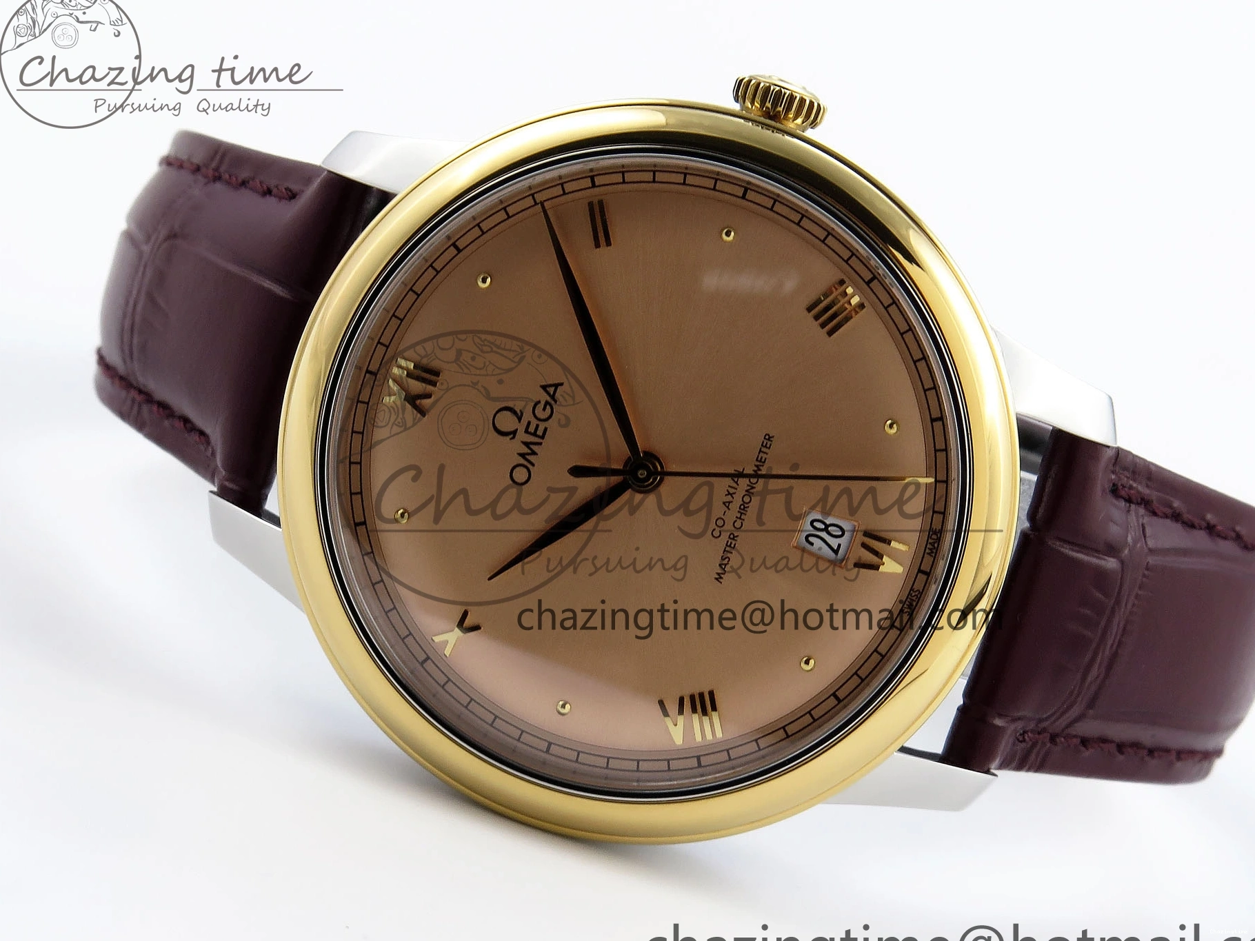 0201 De Ville Date YG MKF 1:1 Best Edition Brown Dial Roman Marker on Brown Leather Strap A OdorResistant 7751